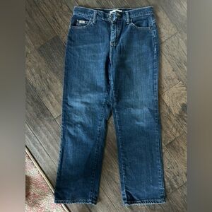 Vintage Lee Dark Wash Boot Cut Relaxed Jeans | Size 6 Short | Y2K Denim